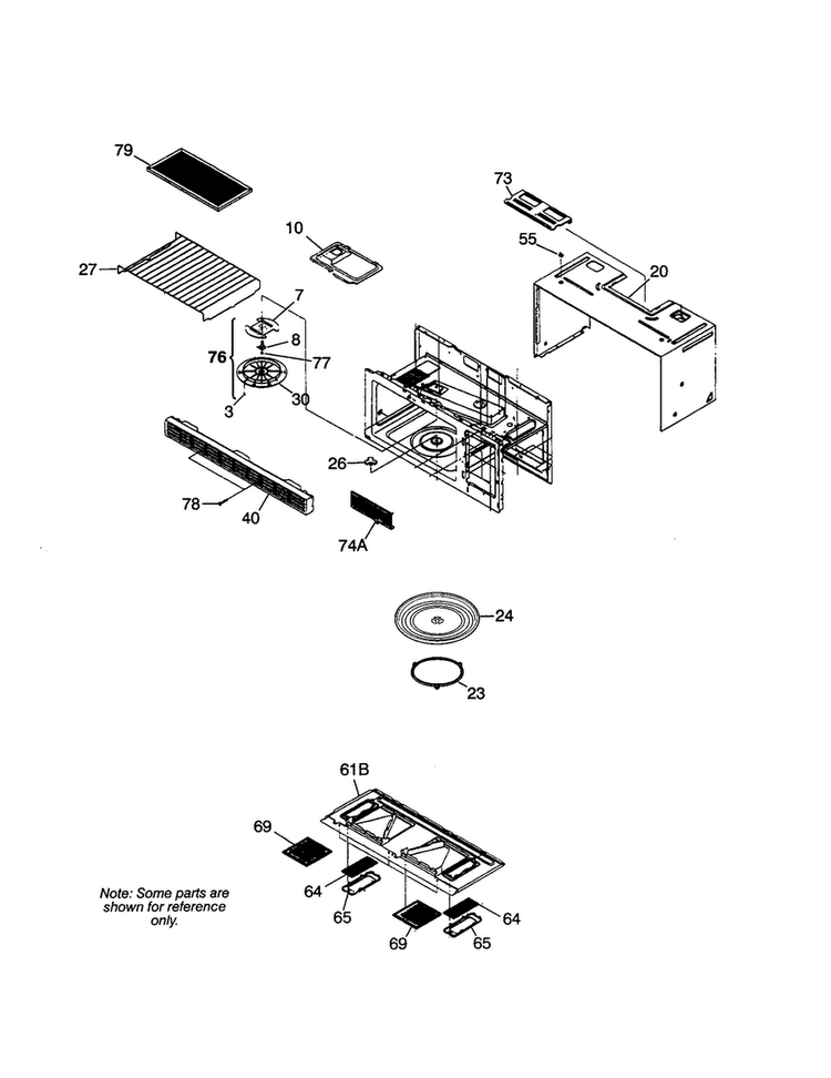 Body Diagram and Parts List for CFMT144G1W1  Frigidaire Microwave