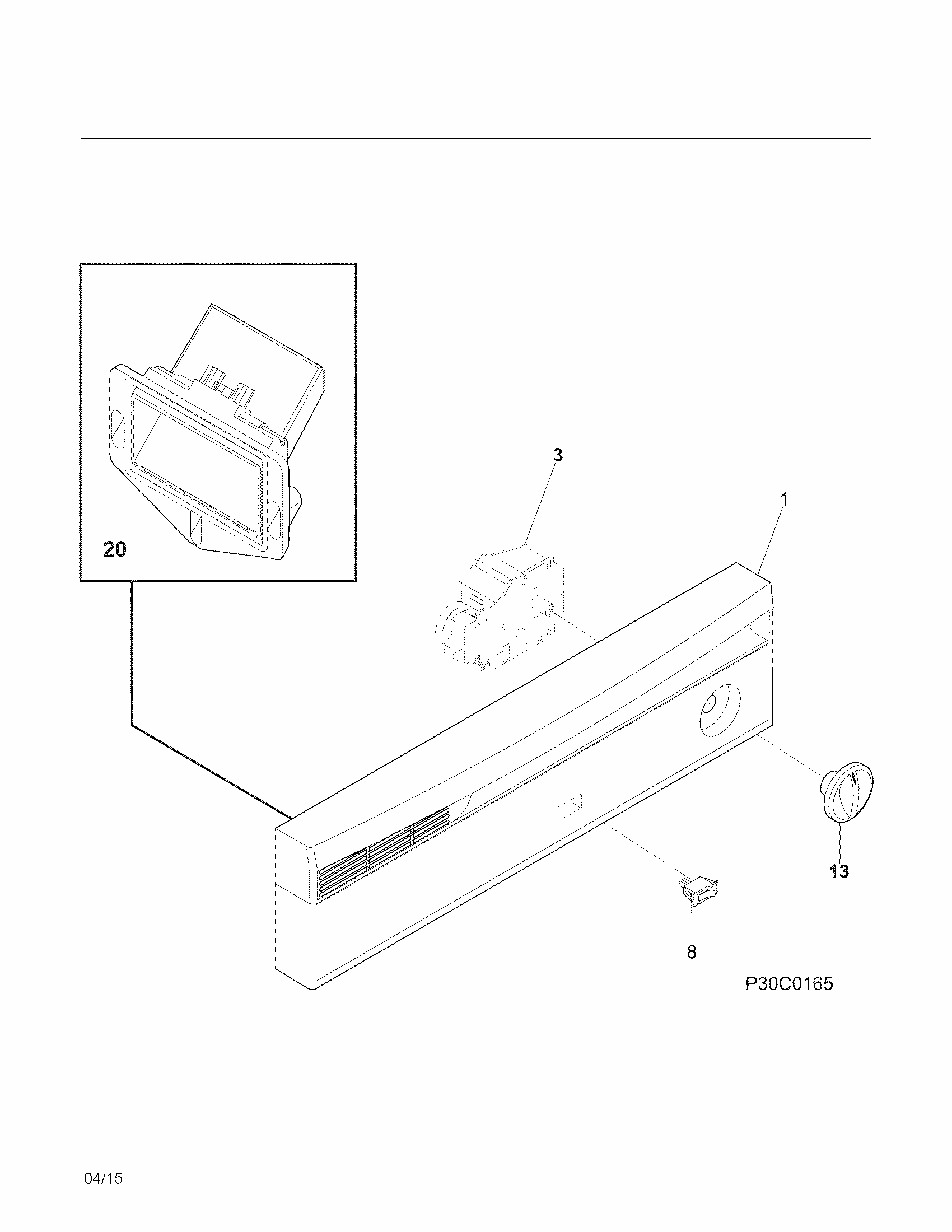 Control Panel Diagram and Parts List for 58714013414B  Kenmore Dishwasher