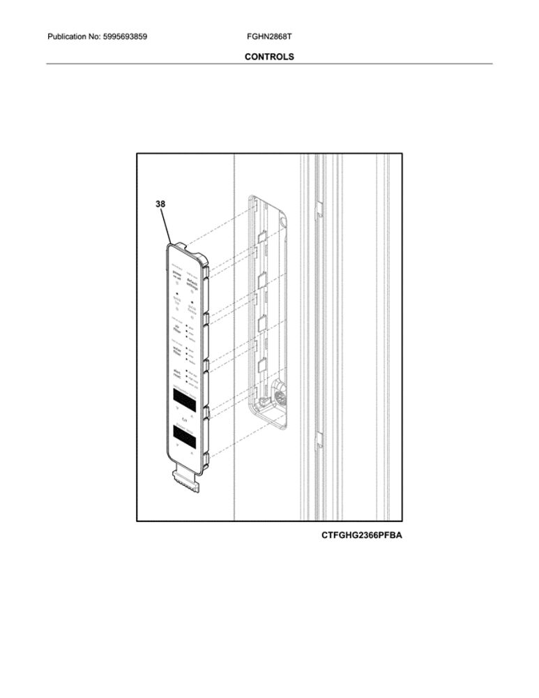Controls Diagram and Parts List for FGHN2868TF1  Frigidaire Refrigerator