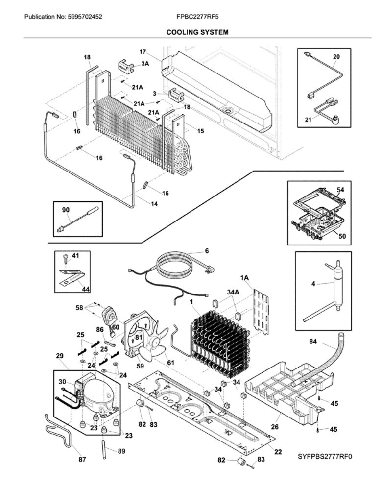 Cooling System Diagram and Parts List for FPBC2277RF5  Frigidaire Refrigerator