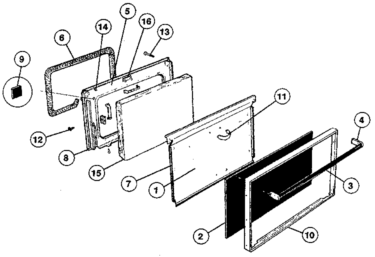 Door Diagram and Parts List for 32-1048  Tappan Range