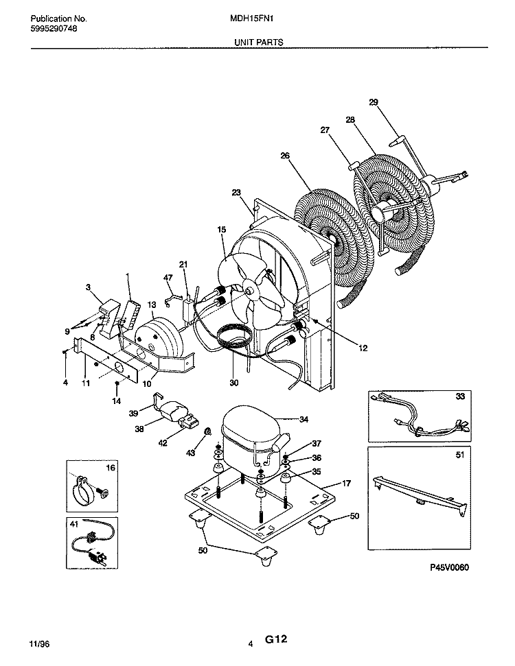 UNIT PARTS Diagram and Parts List for MDH15FN1  Frigidaire Dehumidifier