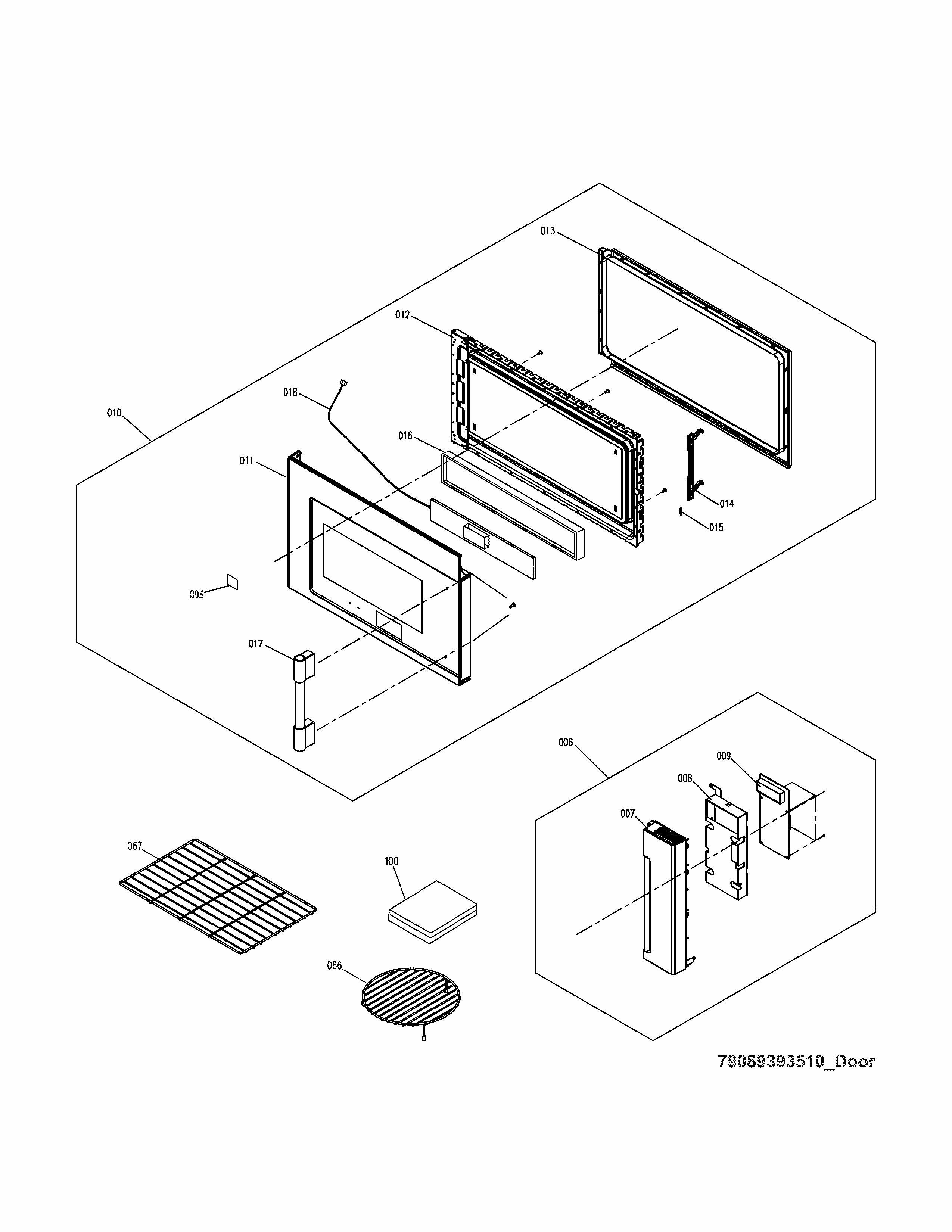 Control Panel,door,miscellaneous Diagram and Parts List for 79089393510  Kenmore Microwave