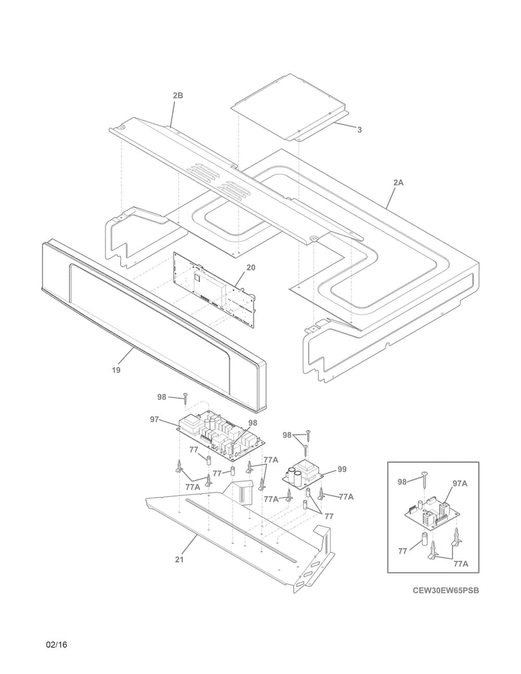 Control Panel Diagram and Parts List for EI30EW45PSB  Electrolux Wall Oven