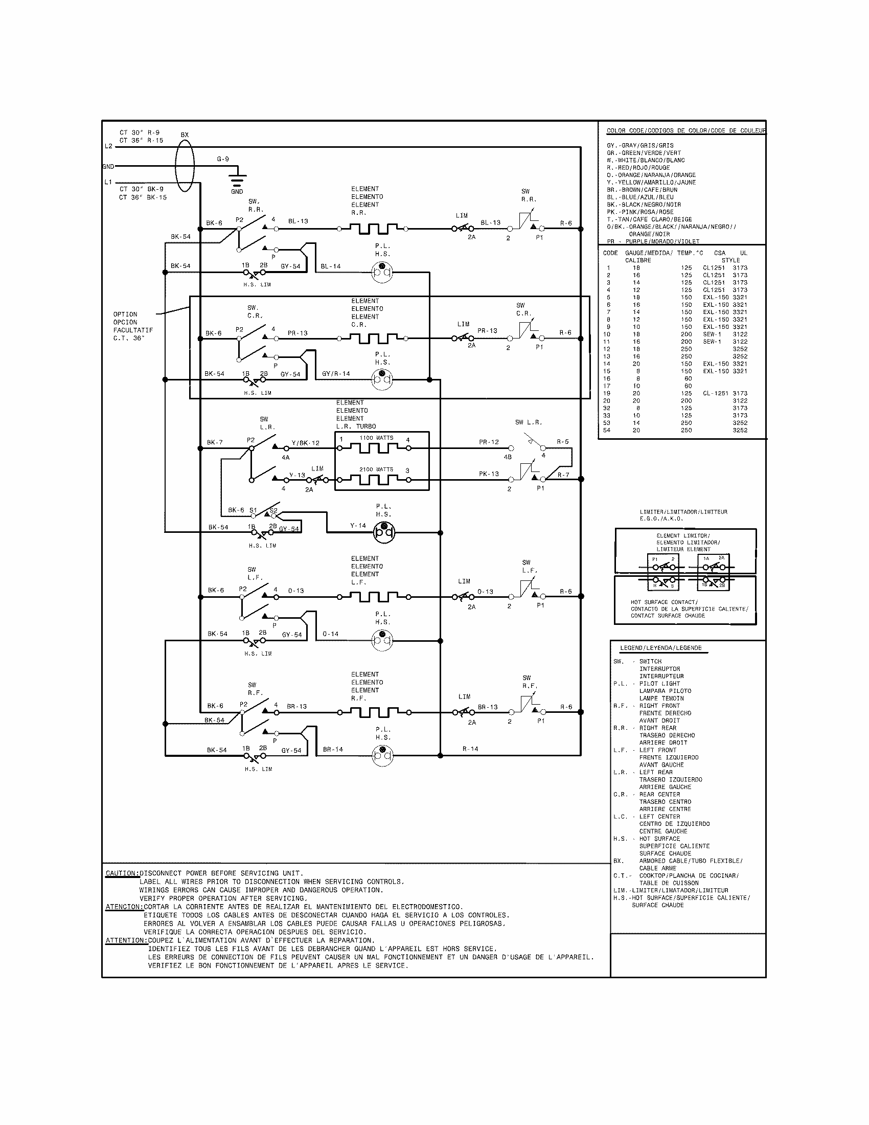 Wiring Diagram Diagram and Parts List for 79045302410  Kenmore Cooktop