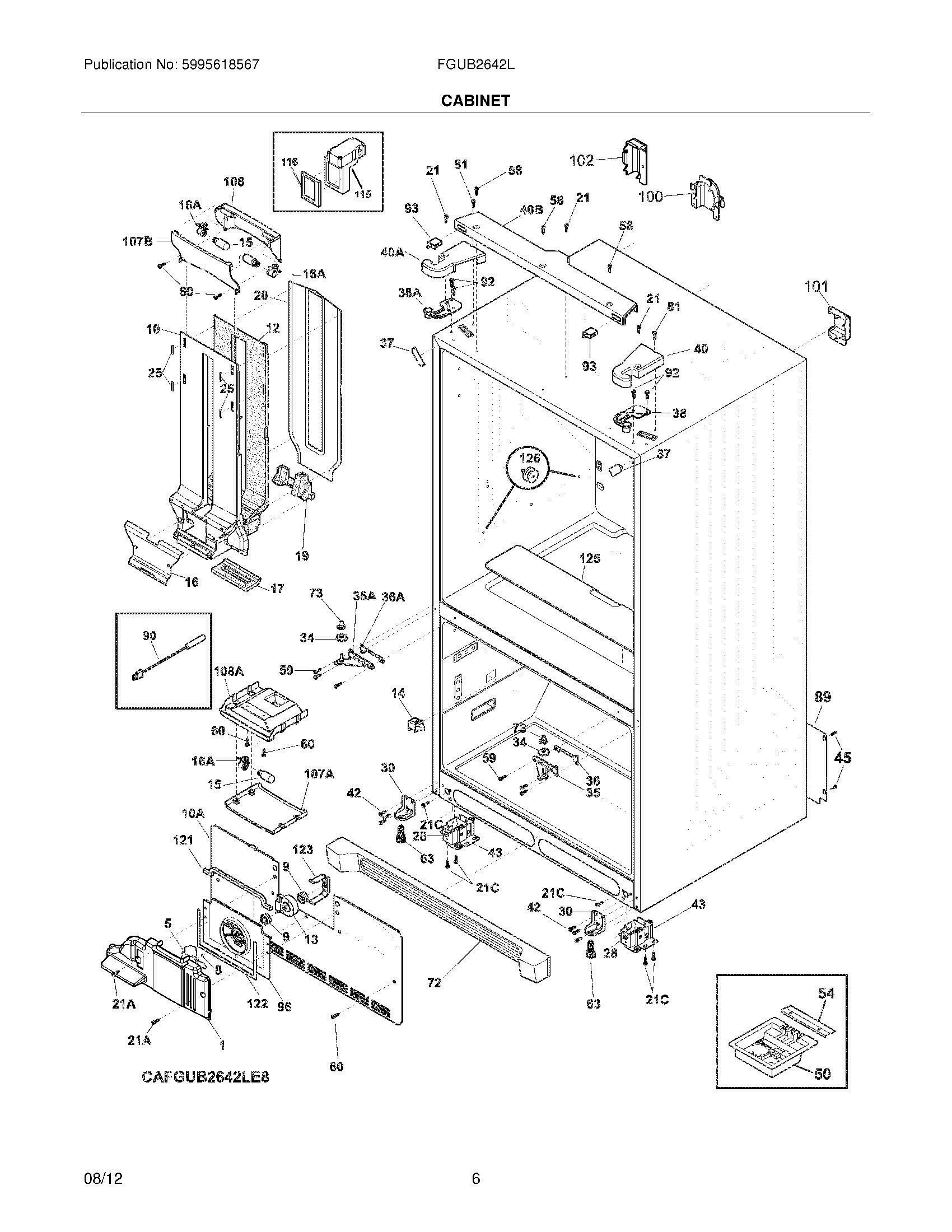 07 - CABINET Diagram and Parts List for FGUB2642LE8  Frigidaire Refrigerator