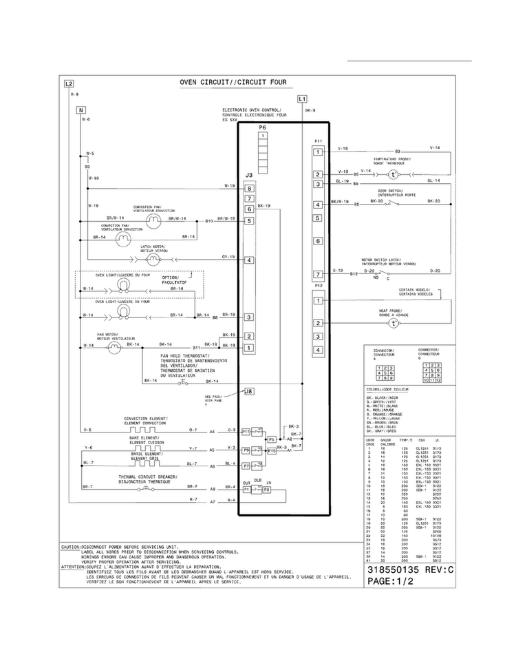 Wiring Diagram Diagram and Parts List for CGES3065KW5  Frigidaire Range
