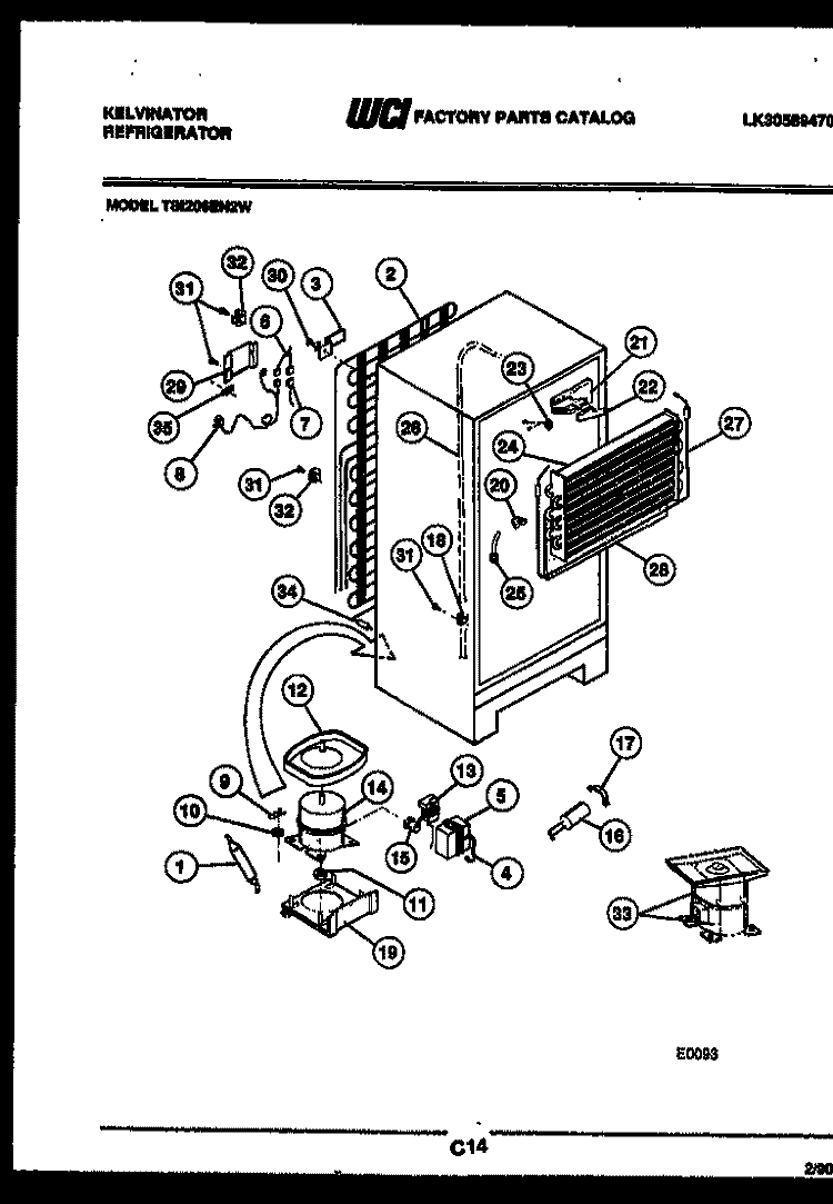 SYSTEM AND AUTOMATIC DEFROST PARTS Diagram and Parts List for TSI206EN2D  Kelvinator Refrigerator
