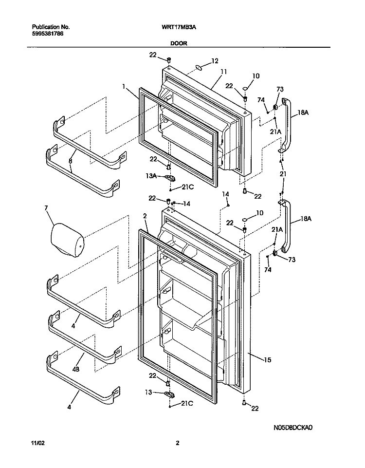 DOORS Diagram and Parts List for WRT17MB3AQ3  Westinghouse Refrigerator