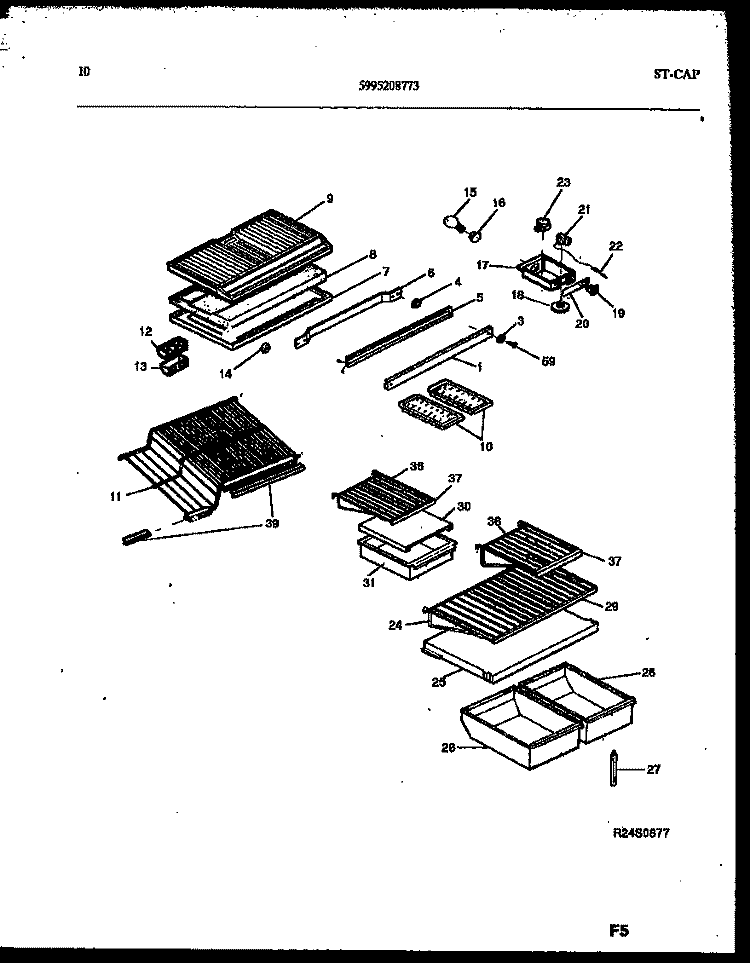 SHELVES AND SUPPORTS Diagram and Parts List for GTN198BH3  Frigidaire Refrigerator
