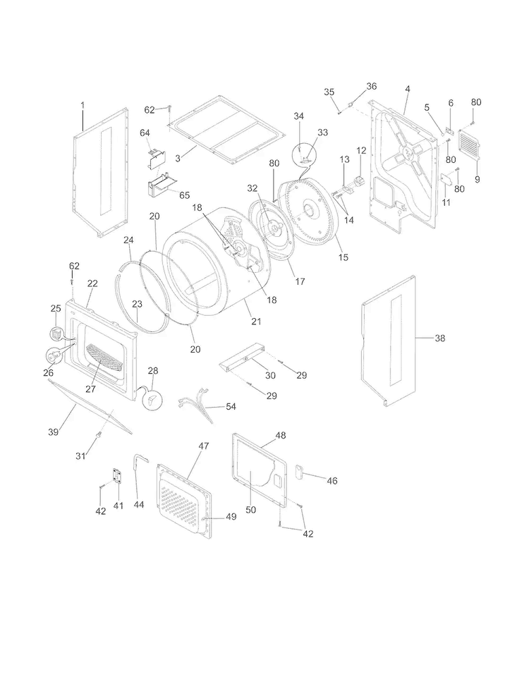 Upper Cabinet/drum Heater Diagram and Parts List for 41797812704  Kenmore Washer Dryer Combo