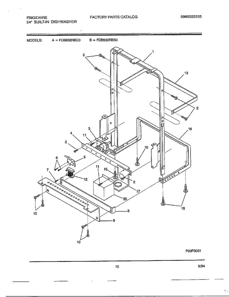24" Built In Dishwasher Page 9 Diagram and Parts List for 763  Frigidaire Dishwasher