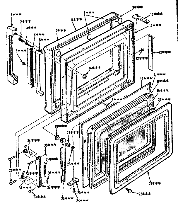 Door Parts Diagram and Parts List for 5648688310  Kenmore Microwave