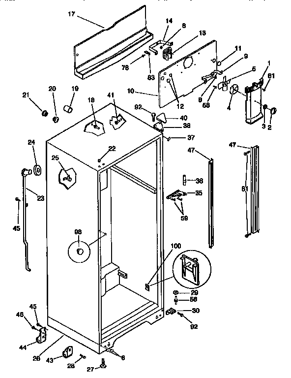 Cabinet Diagram and Parts List for FRT21TN0D3  Frigidaire Refrigerator