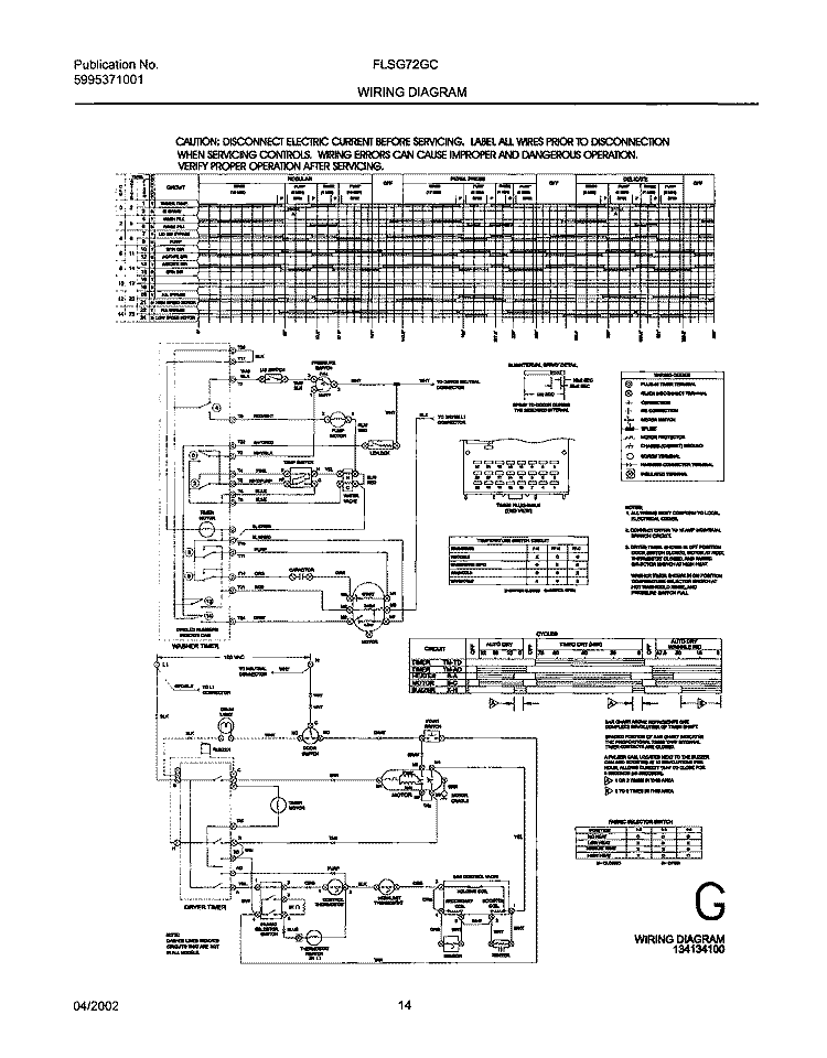 134134100 WIRING DIAGRAM Diagram and Parts List for FLSG72GCTB  Frigidaire Washer Dryer Combo
