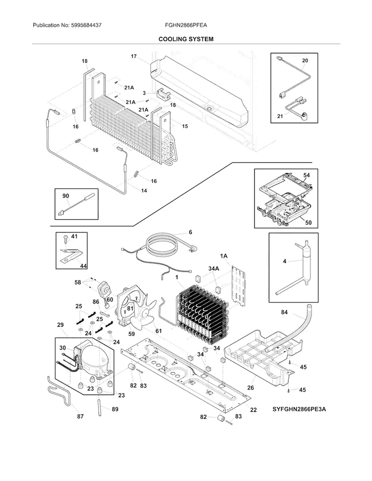 Cooling System Diagram and Parts List for FGHN2866PFEA  Frigidaire Refrigerator