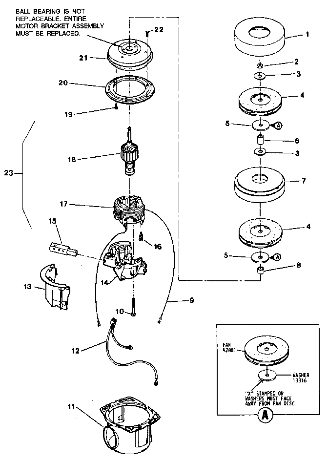 Motor Assembly Diagram and Parts List for 00067  Electrolux Canister Vacuum