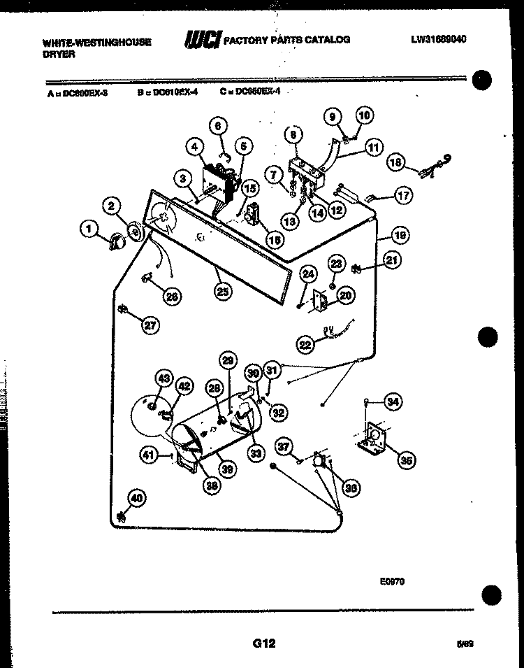 CONSOLE AND CONTROL PARTS Diagram and Parts List for DC610EXD4  Frigidaire Dryer