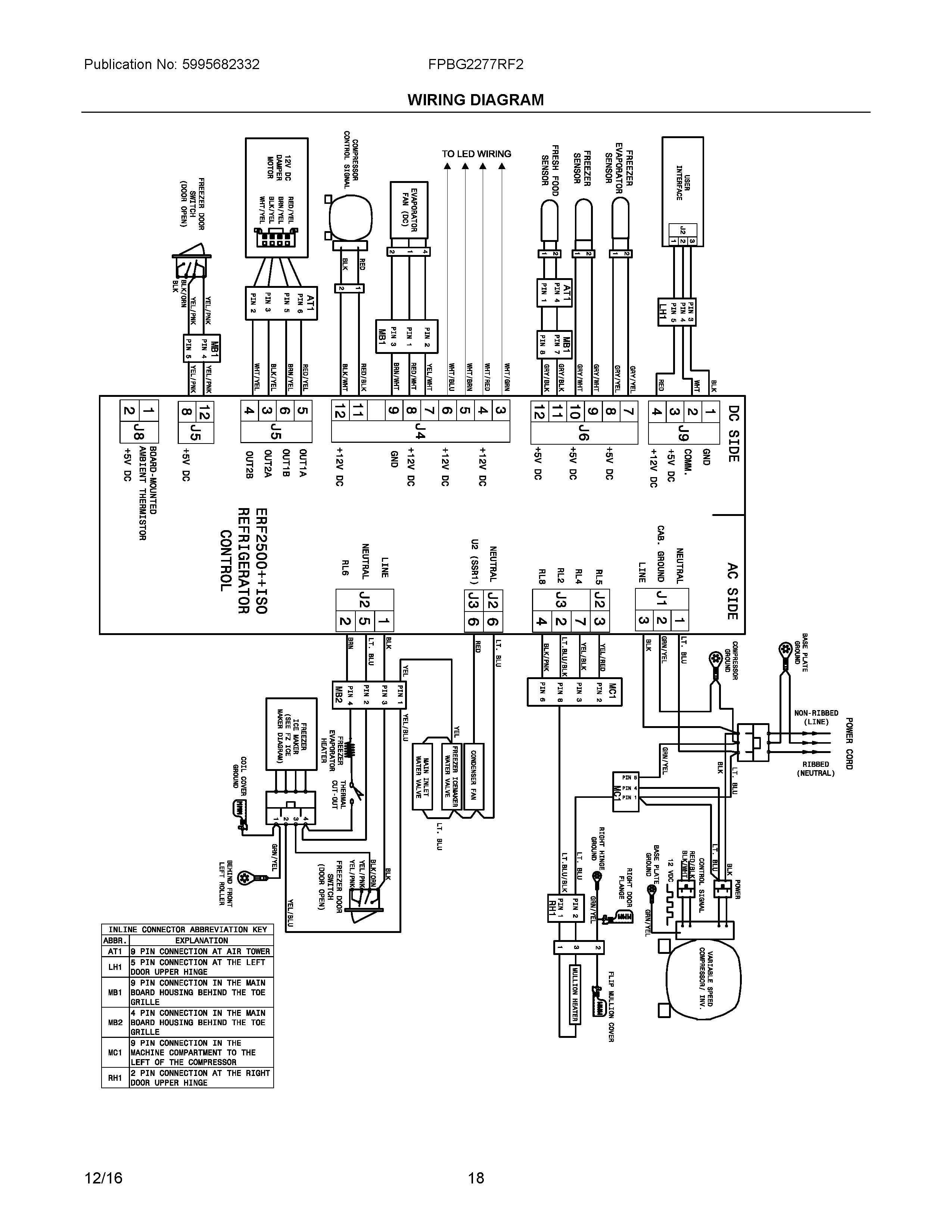 09 - WIRING DIAGRAM Diagram and Parts List for FPBG2277RF2  Frigidaire Refrigerator