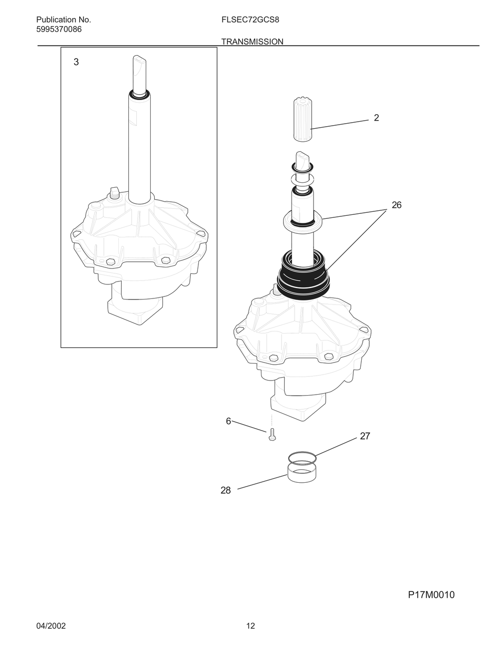 Transmission Diagram and Parts List for FLSEC72GCS8  Frigidaire Dryer