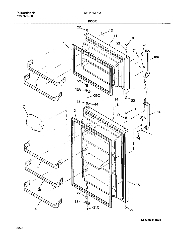 DOORS Diagram and Parts List for WRT18MP5AQ9  Westinghouse Refrigerator