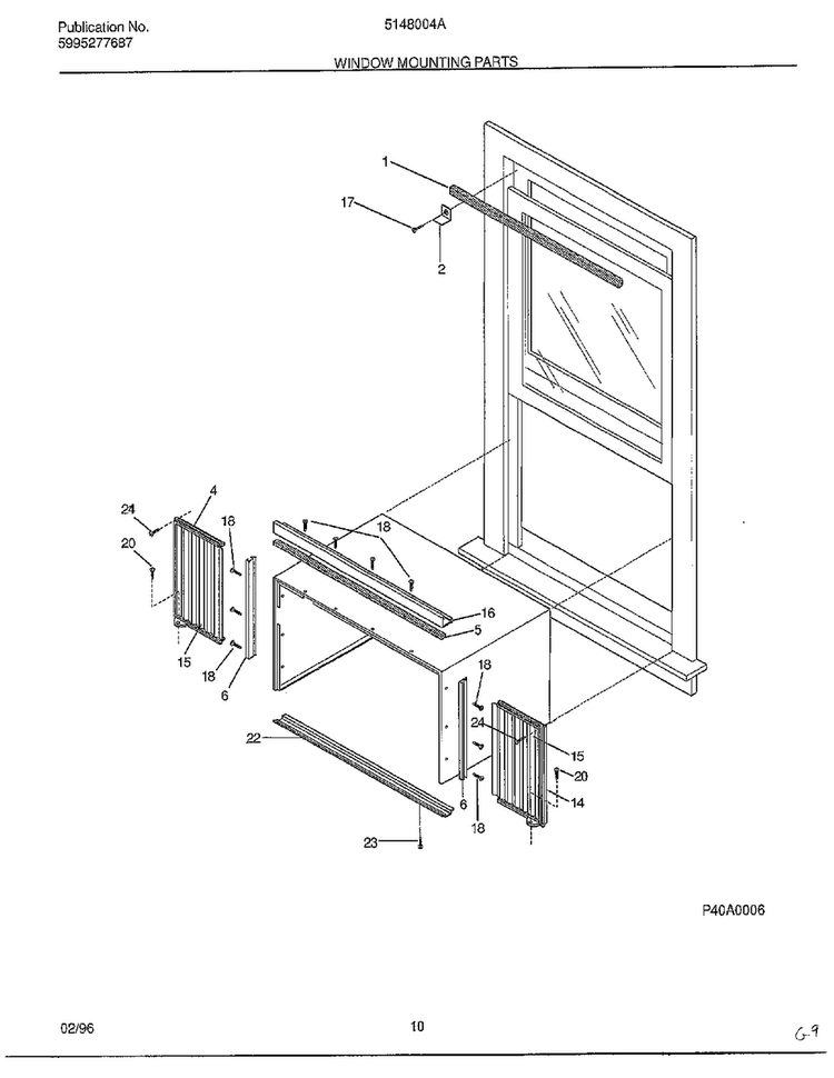 Window Mounting Parts Diagram and Parts List for 5148004A  Frigidaire Air Conditioner