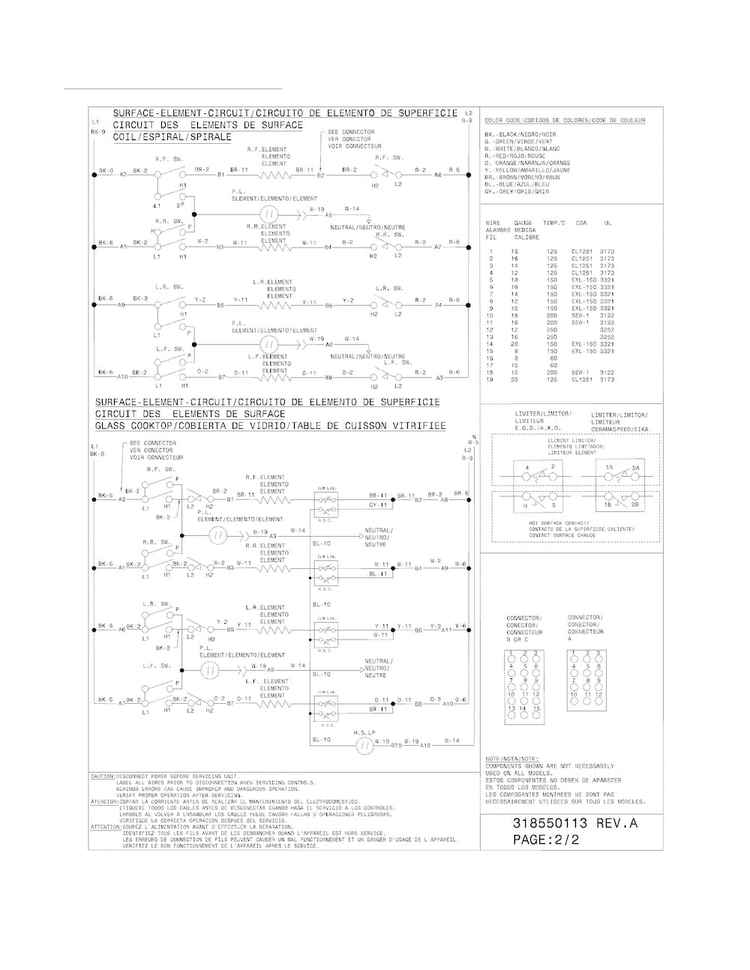 Wiring Diagram Diagram and Parts List for FFES3015LBG  Frigidaire Range
