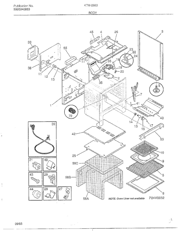 Body Page 3 Diagram and Parts List for 2883-81A  Frigidaire Range