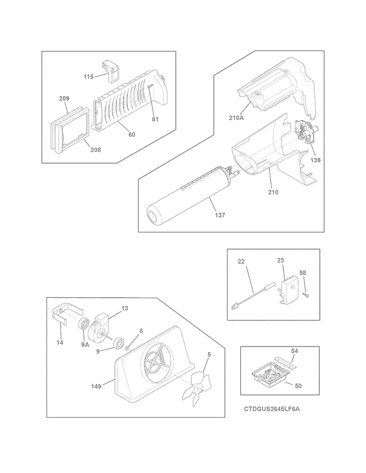 Controls Diagram and Parts List for DGUS2645LF6A  Frigidaire Refrigerator