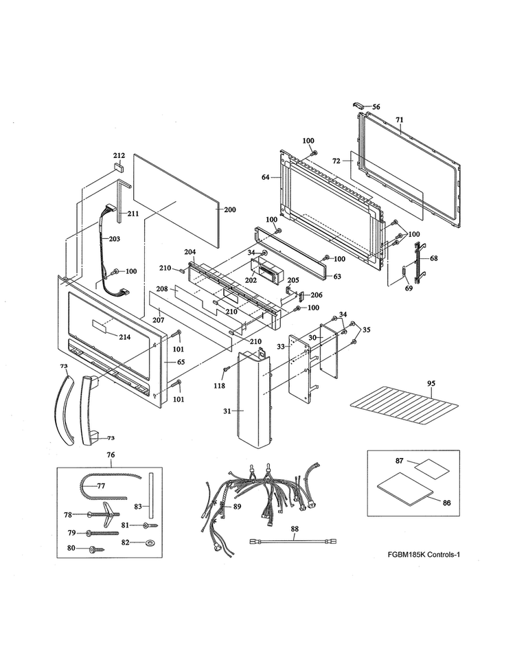 Control Panel/door/miscellaneous Diagram and Parts List for FGBM205KFA  Frigidaire Microwave