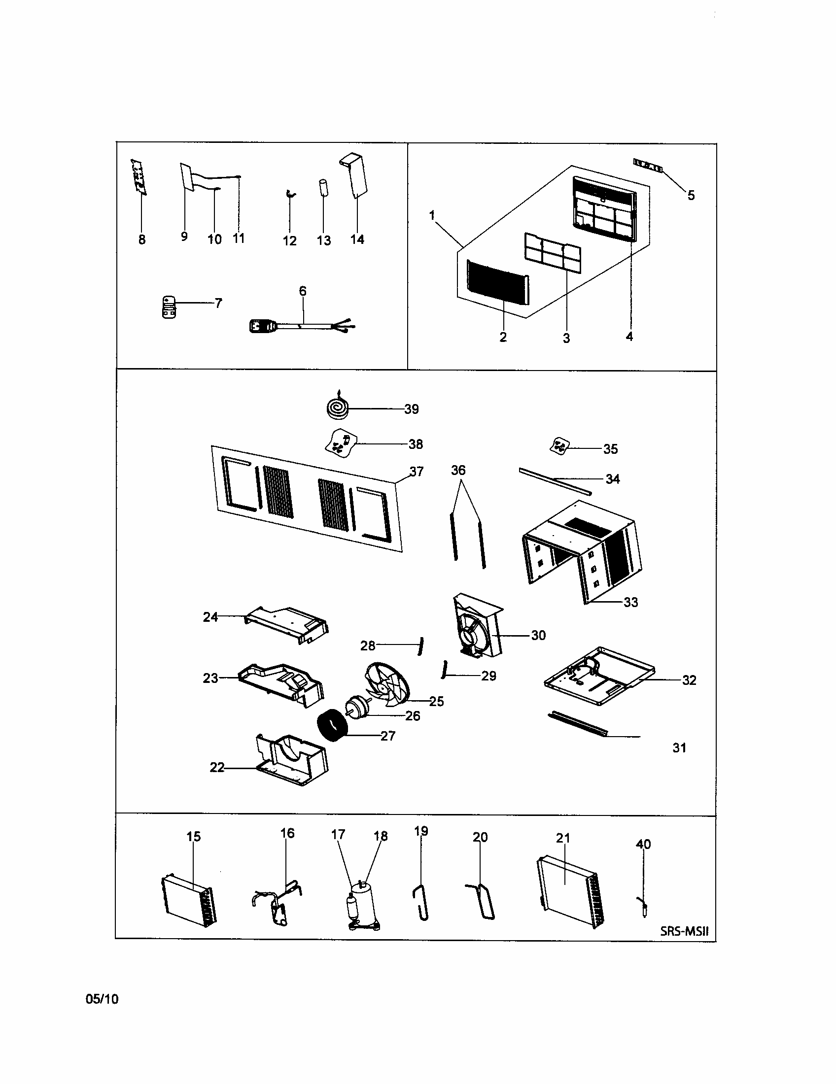 Room Air Conditioner Diagram and Parts List for 25379081014  Kenmore Air Conditioner