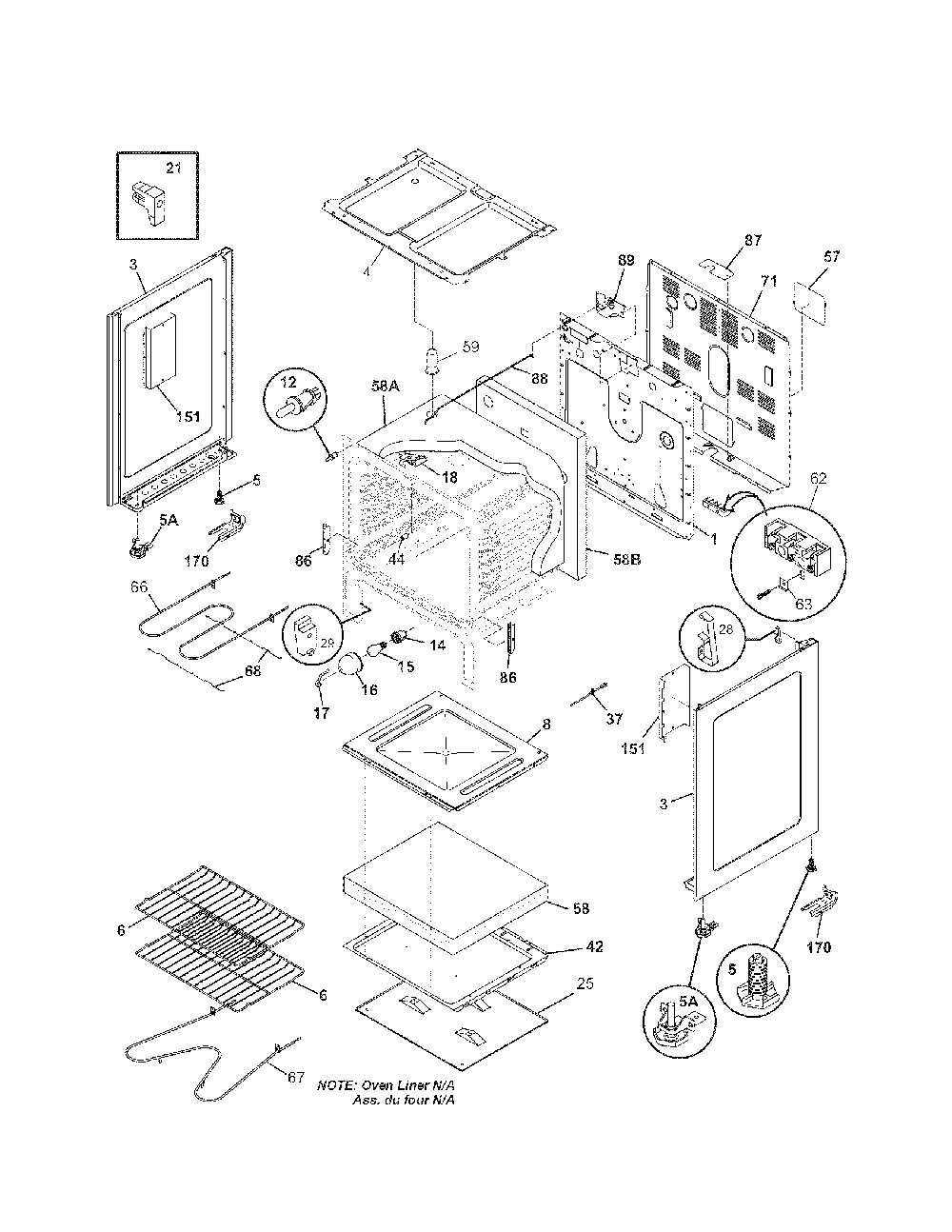 Body Diagram and Parts List for 79090939600  Kenmore Range