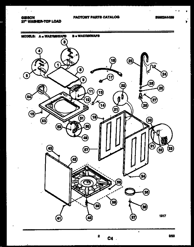 CABINET PARTS Diagram and Parts List for WA27M8WAFB  Gibson Washer