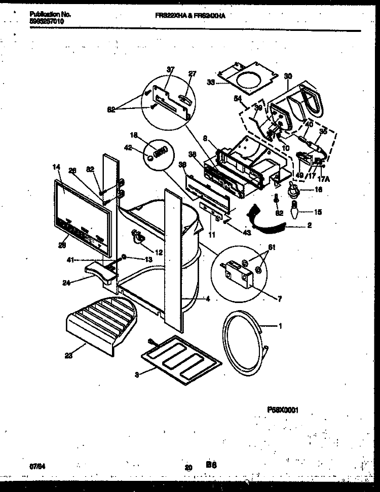 ICE DOOR, DISPENSER AND WATER TANKS Diagram and Parts List for FRS24XHAB1  Frigidaire Refrigerator
