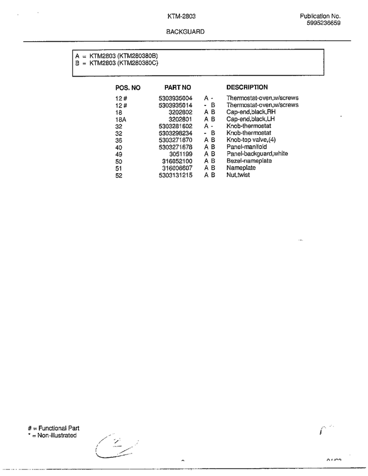 Backguard Page 2 Diagram and Parts List for 2803-80B  Frigidaire Range