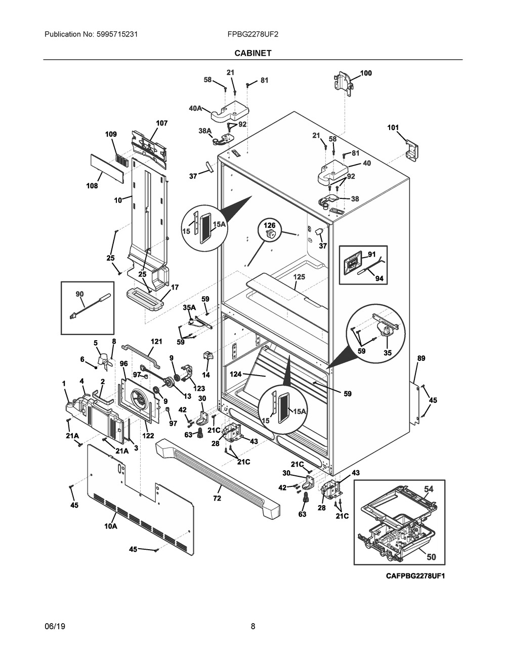 Cabinet Diagram and Parts List for FPBG2278UF2  Frigidaire Refrigerator