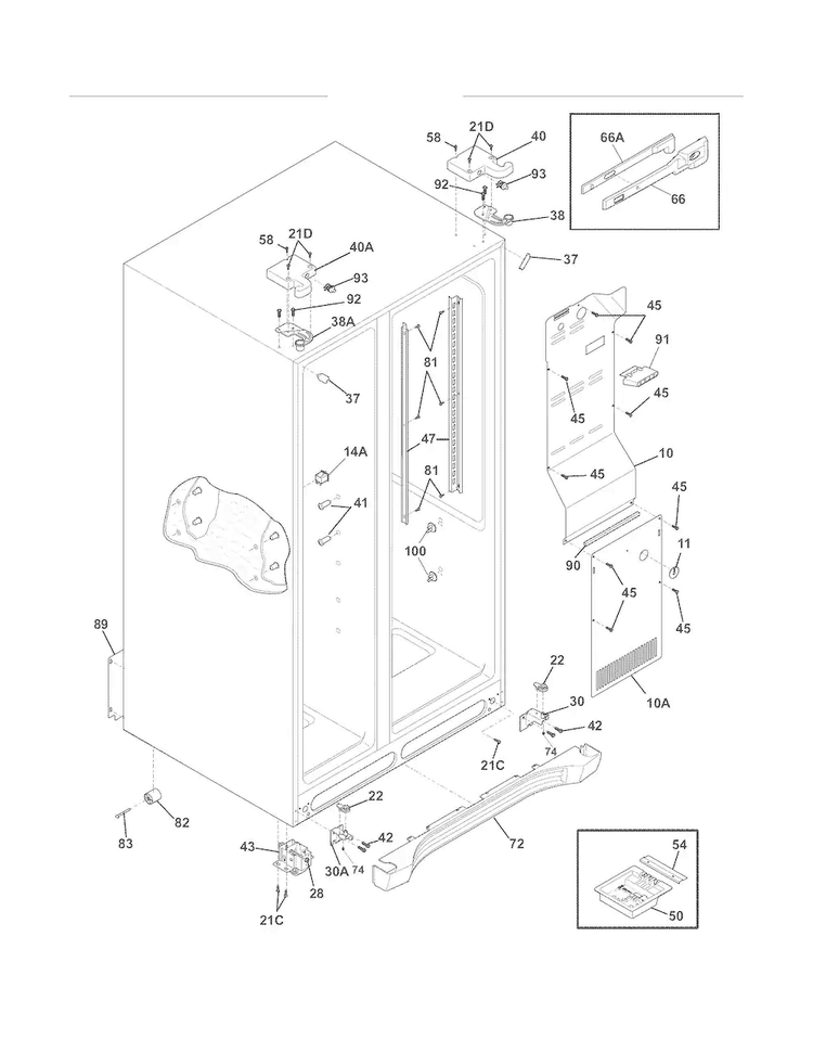 Cabinet Diagram and Parts List for FPUS2686LF2  Frigidaire Refrigerator