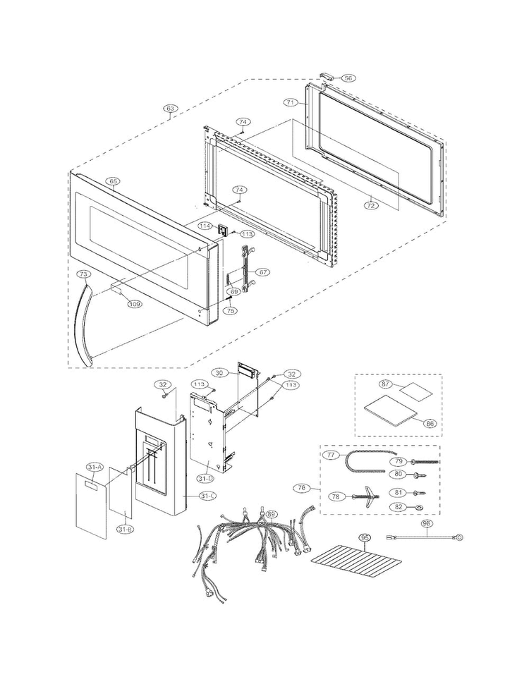 Control Panel,door,miscellaneous Diagram and Parts List for DGMV174KFC  Frigidaire Microwave