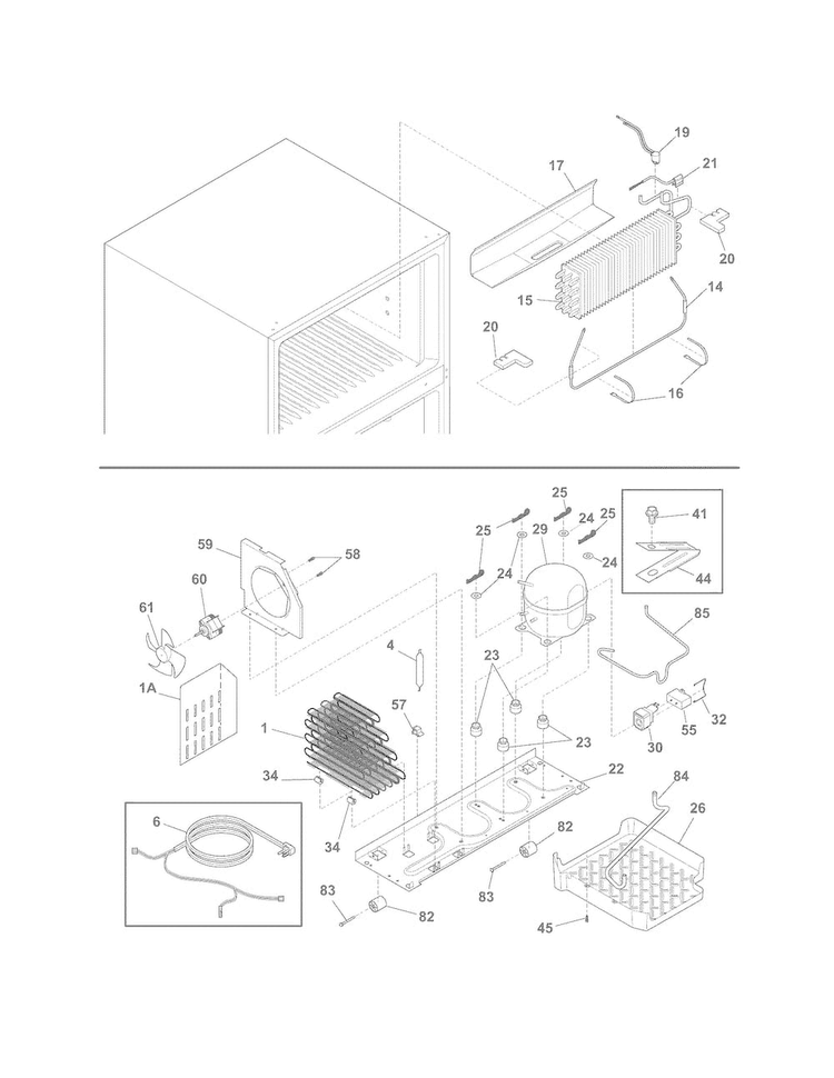 System Diagram and Parts List for FFHT1800PS0  Frigidaire Refrigerator