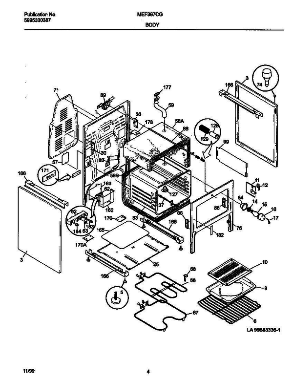 Frigidaire Mef367cgb5 4 Diagram and Parts List for MEF367CGB5 V1 Frigidaire Range