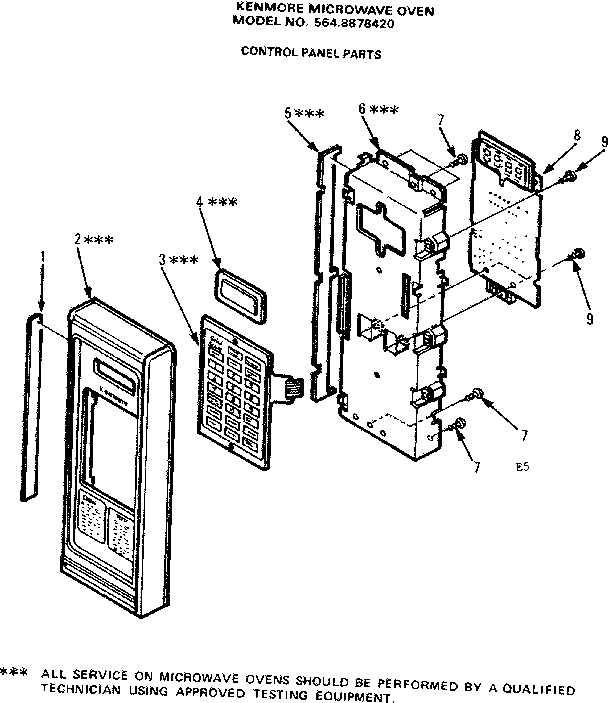 Control Panel Parts Diagram and Parts List for 5648878420  Kenmore Microwave