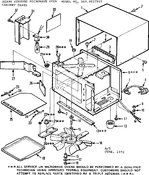 Cabinet Parts Diagram and Parts List for 5649927910  Kenmore Microwave