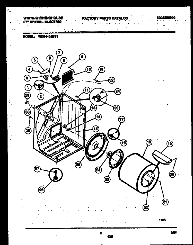 CABINET AND COMPONENT PARTS Diagram and Parts List for WDE446JBS1  Frigidaire Dryer