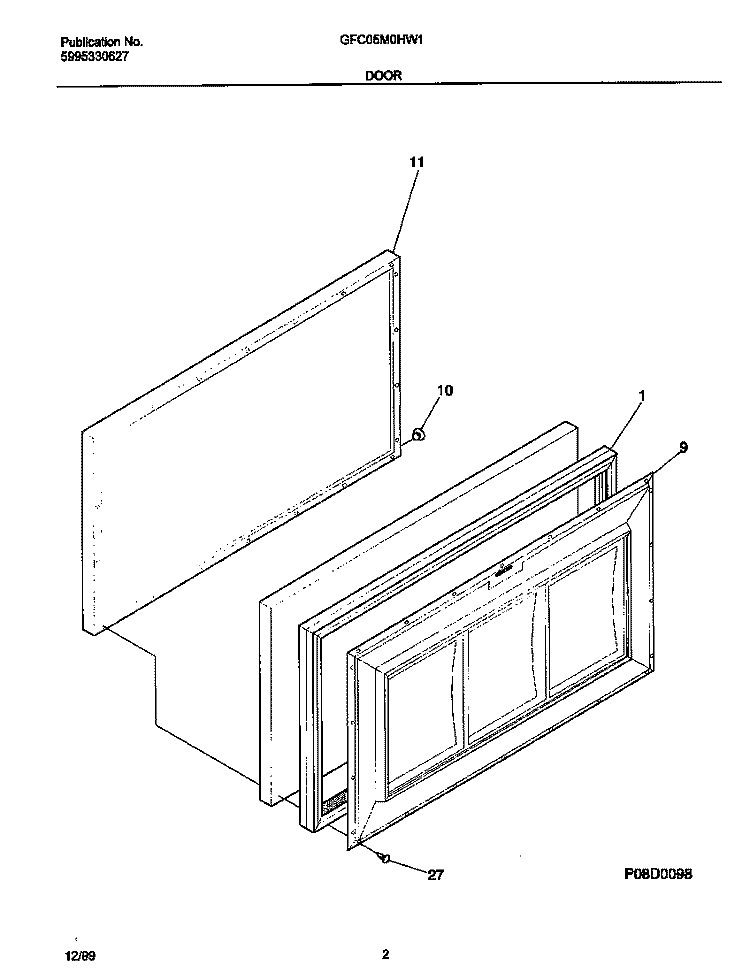 DOOR Diagram and Parts List for GFC05M0HW1  Gibson Freezer