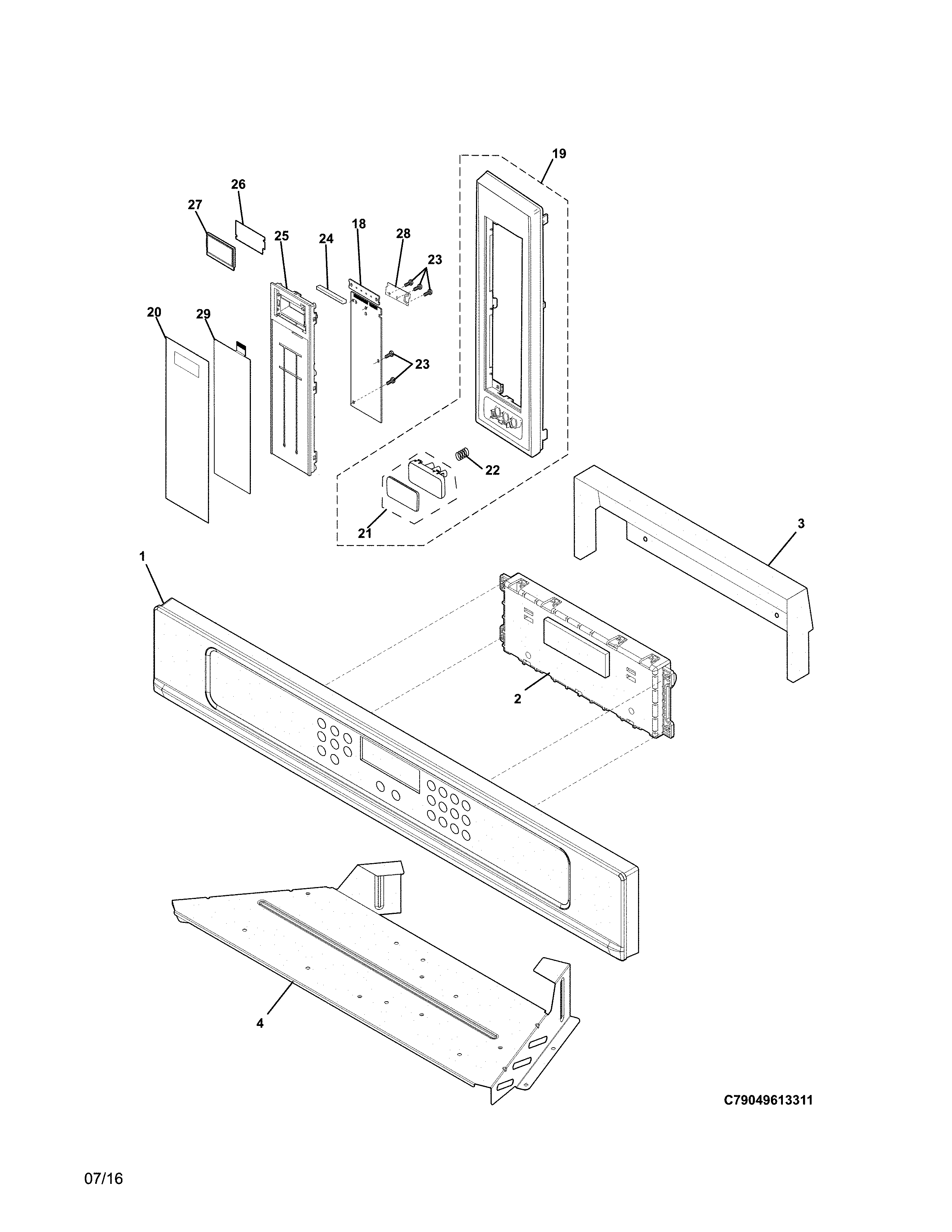 Control Panel Diagram and Parts List for 79049612314  Kenmore Microwave