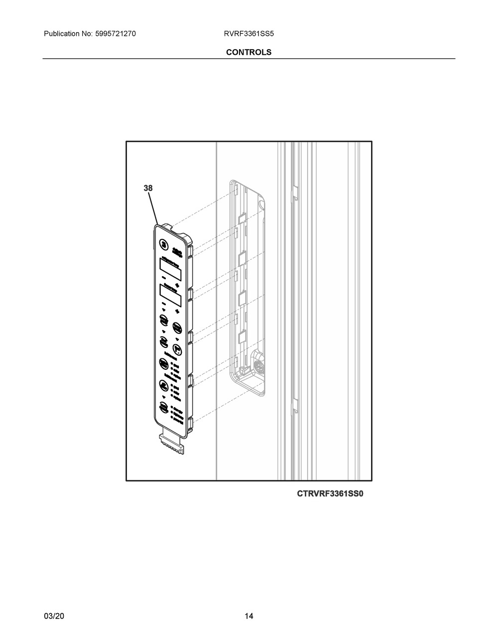 Controls Diagram and Parts List for RVRF3361SS5  Frigidaire Refrigerator