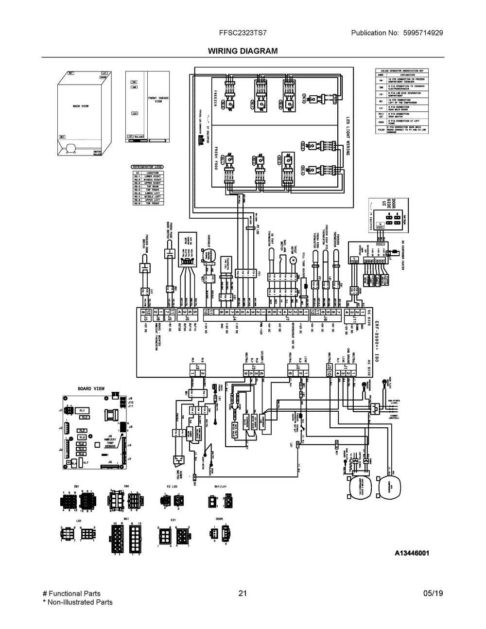 Wiring Diagram Diagram and Parts List for FFSC2323TS7  Frigidaire Refrigerator