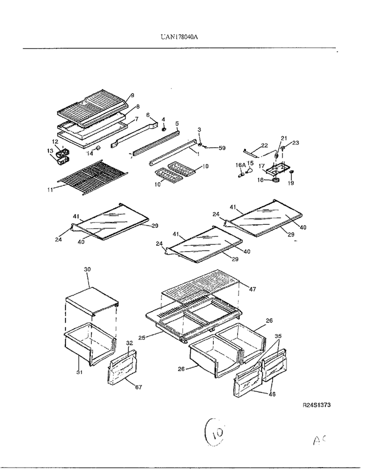Top Mount Refrigerator Page 10 Diagram and Parts List for 178040A  Frigidaire Refrigerator