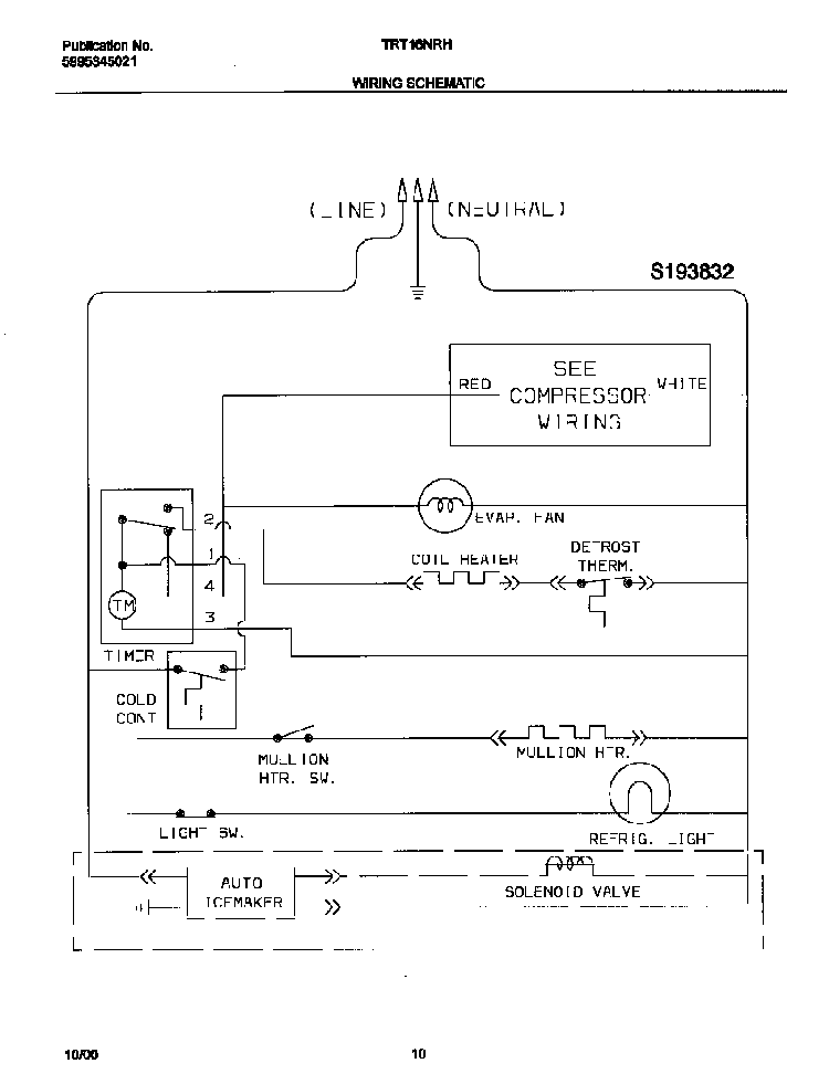 Wiring Schematic Diagram and Parts List for TRT16NRHW4  Tappan Refrigerator