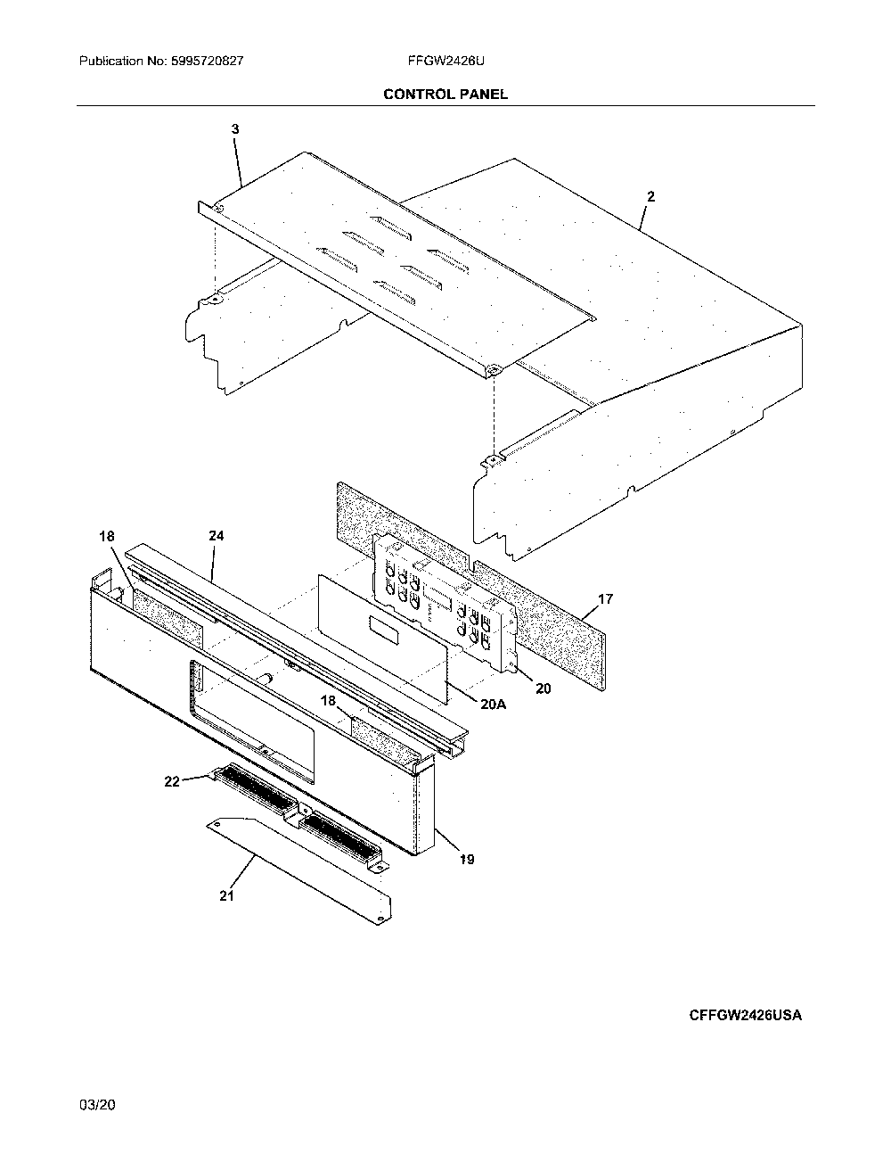 Control Diagram and Parts List for FFGW2426UBB  Frigidaire Wall Oven